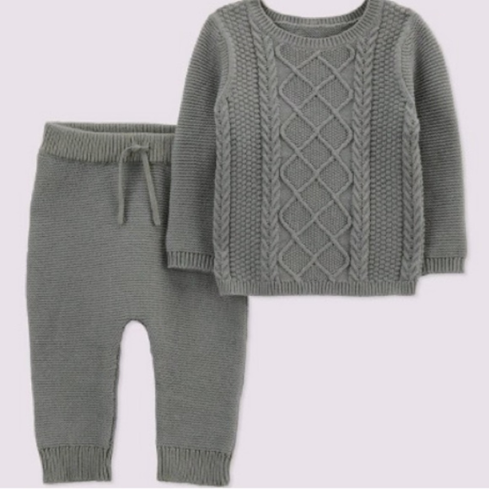 Carter’s Just One You 2 Piece Cable Knit Sweater Set 3M Green Baby Outfit Cotton
